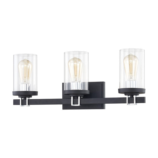 Atlas Lighting Holdfast 22'' Wide 3Lt Vanity Light, Charcoal/Clear