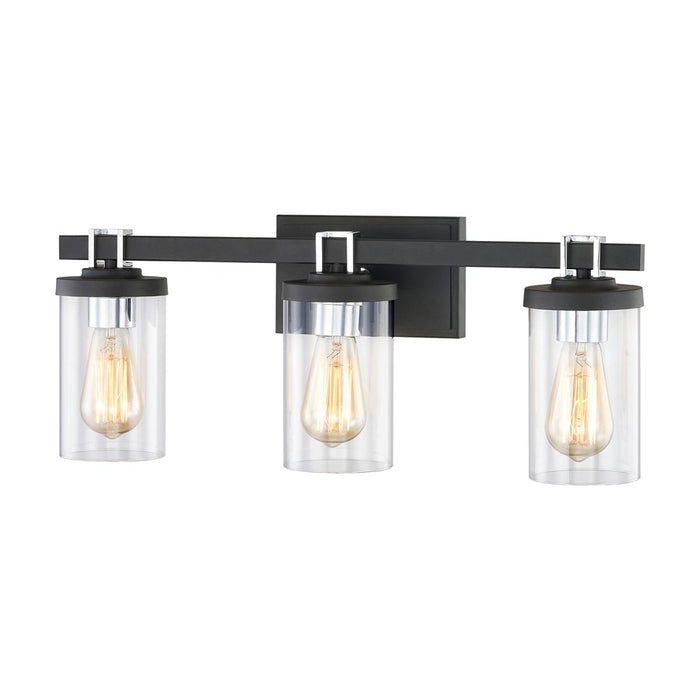 Atlas Lighting Holdfast 22'' Wide 3Lt Vanity Light, Charcoal/Clear
