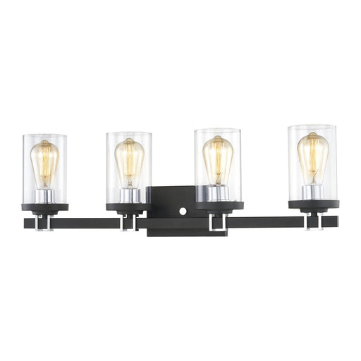 Atlas Lighting Holdfast 28'' Wide 4Lt Vanity Light, Charcoal/Clear
