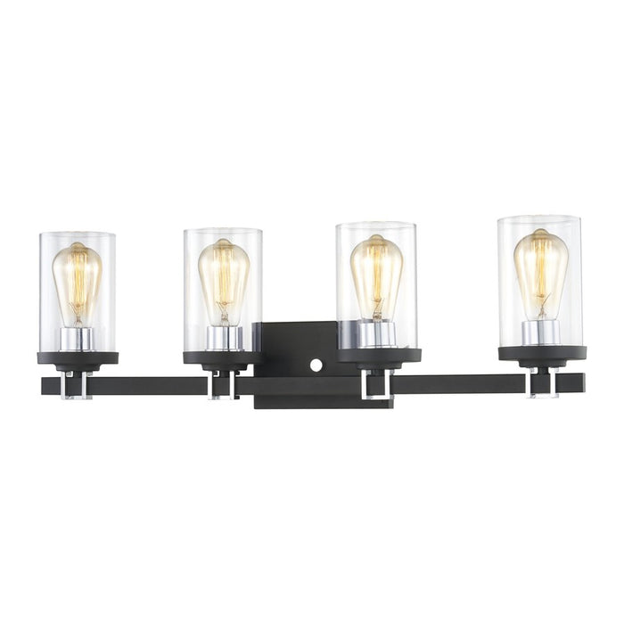 Atlas Lighting Holdfast 28'' Wide 4Lt Vanity Light, Charcoal/Clear