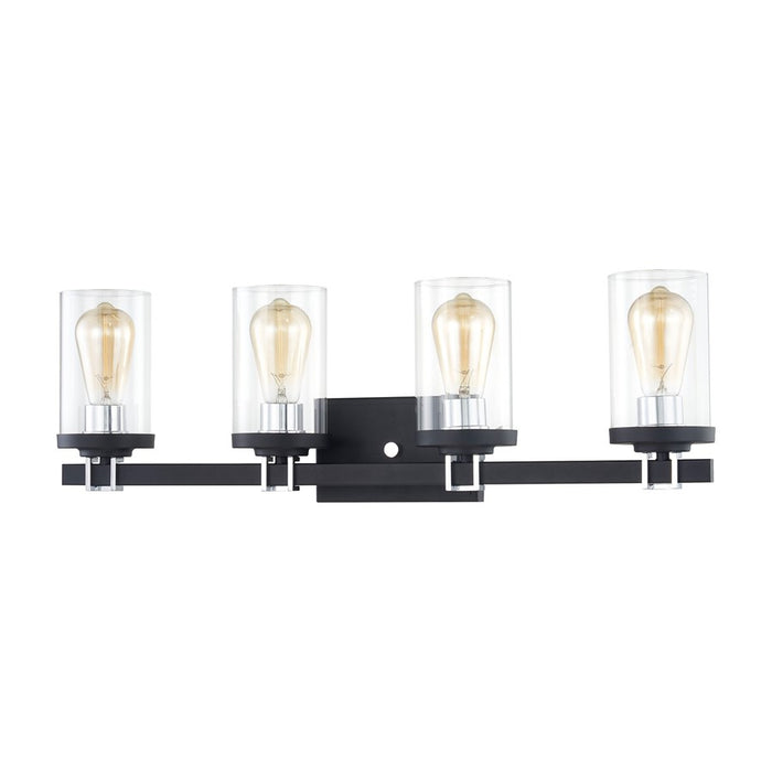 Atlas Lighting Holdfast 28'' Wide 4Lt Vanity Light, Charcoal/Clear