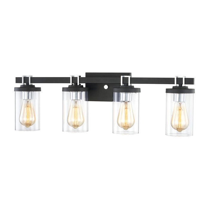 Atlas Lighting Holdfast 28'' Wide 4Lt Vanity Light, Charcoal/Clear