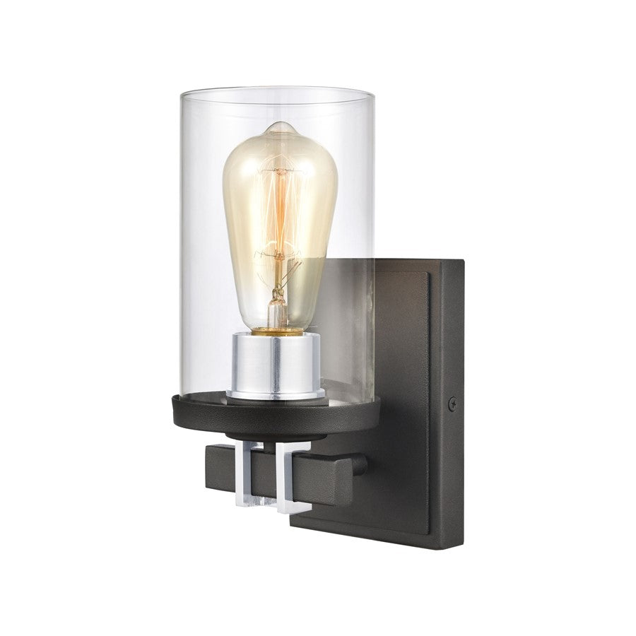 Atlas Lighting Holdfast 9'' High 1Lt Sconce, Charcoal/Chrome