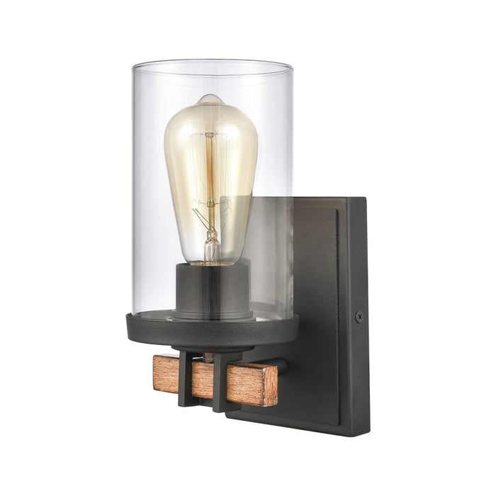 Atlas Lighting Holdfast 9'' High 1Lt Sconce, Charcoal/Beachwood
