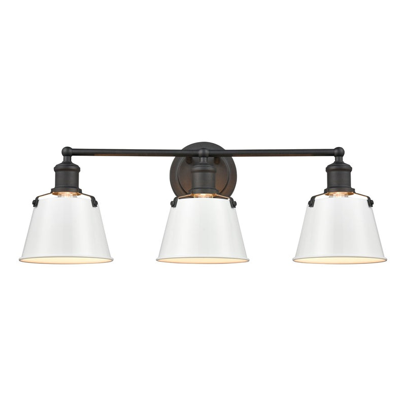 Atlas Lighting Holgate 24in 3-Light Vanity Light | Traditional Enamel White and Charcoal Metal | Bathroom & Kitchen Vanity | Model WL11330-WH