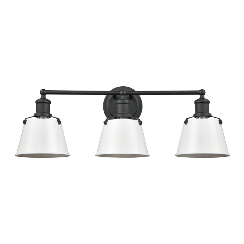 Atlas Lighting Holgate 24in 3-Light Vanity Light | Traditional Enamel White and Charcoal Metal | Bathroom & Kitchen Vanity | Model WL11330-WH