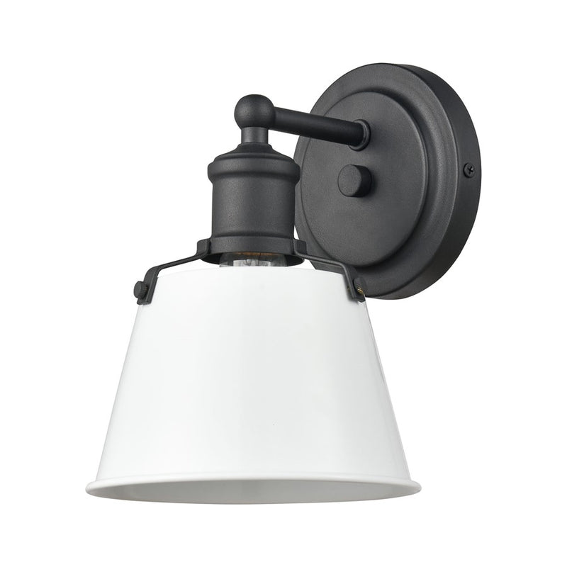Atlas Lighting Holgate 6in 1-Light Wall Sconce | Traditional Enamel White and Charcoal Metal | Bathroom & Hallway Accent Light | Model WL11331-WH