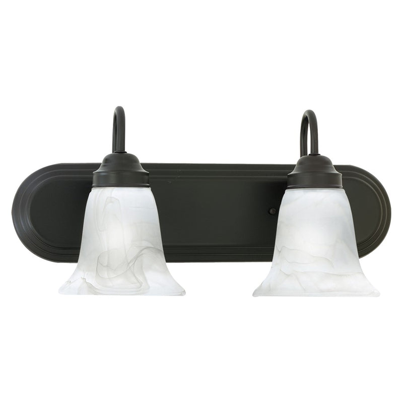 Atlas Lighting Homestead 18in 2-Light Vanity Light | Traditional Painted Bronze and White Glass | Bathroom & Powder Room Vanity | Model WL11332-BZ