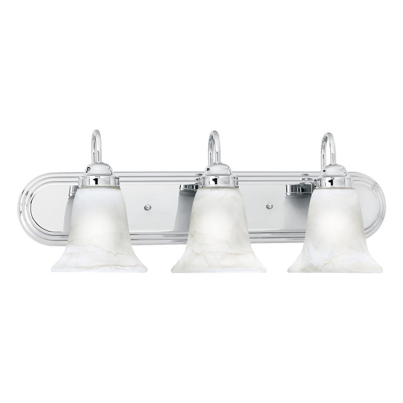 Atlas Lighting Homestead 24in 3-Light Vanity Light | Traditional Chrome and White Alabaster Glass | Bathroom Vanity | Model WL11333-CH