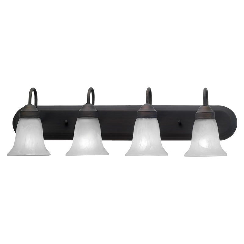 Atlas Lighting Homestead 30in 4-Light Vanity Light | Traditional Painted Bronze and White Alabaster Glass | Bathroom Vanity | Model WL11334-BZ