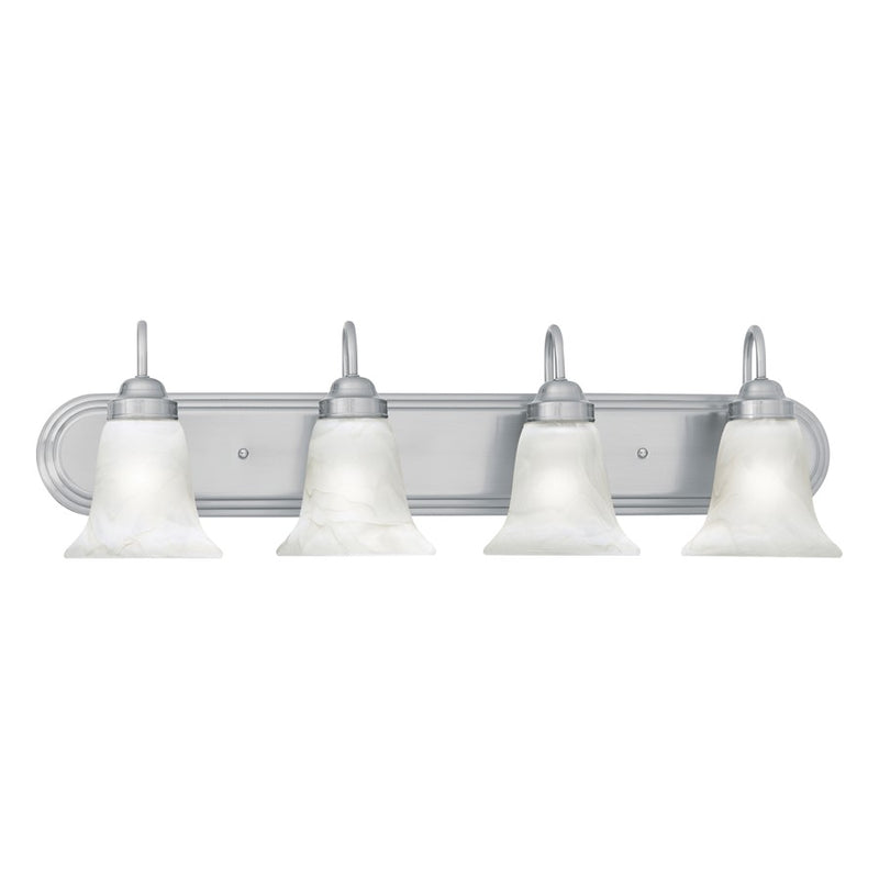Atlas Lighting Homestead 30'' Wide 4Lt Vanity Light, Nickel/White