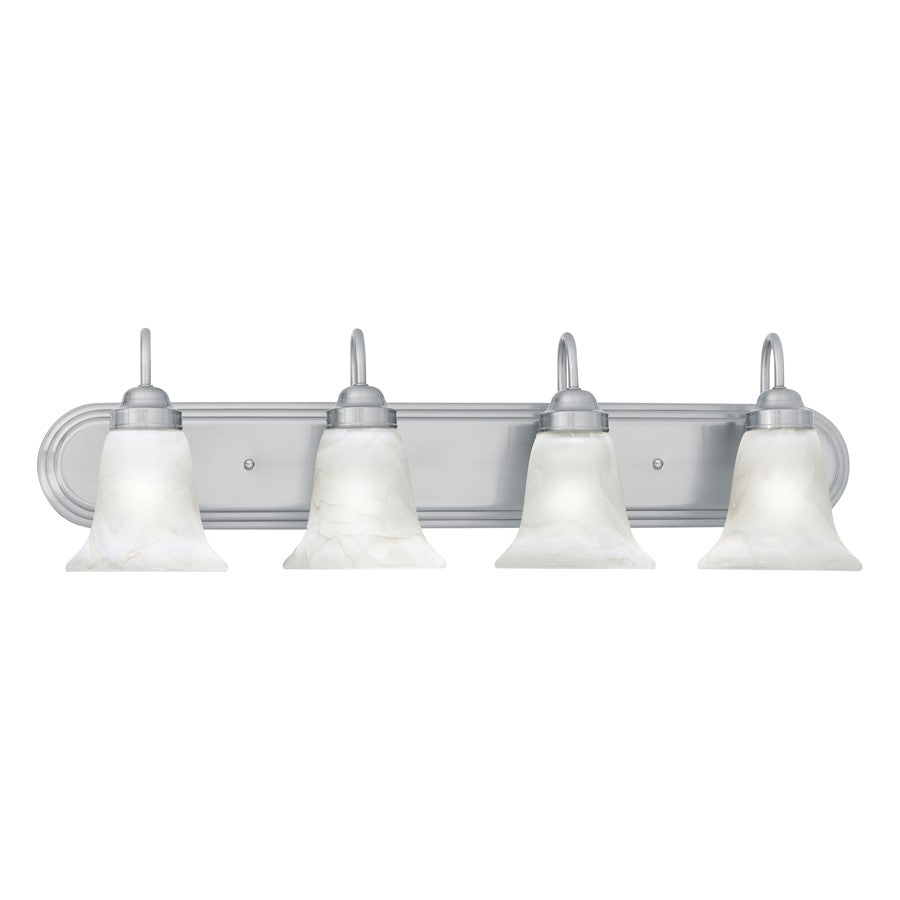 Atlas Lighting Homestead 30'' Wide 4Lt Vanity Light, Nickel/White