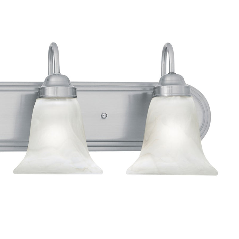 Atlas Lighting Homestead 30in 4-Light Vanity Light | Traditional Brushed Nickel and White Alabaster Glass | Bathroom Vanity | Model WL11334-NK