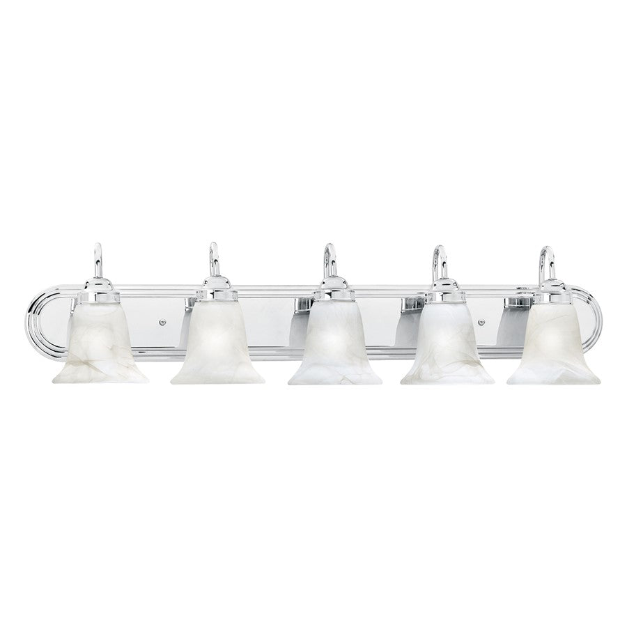 Atlas Lighting Homestead 36'' Wide 5Lt Vanity Light, Chrome/White