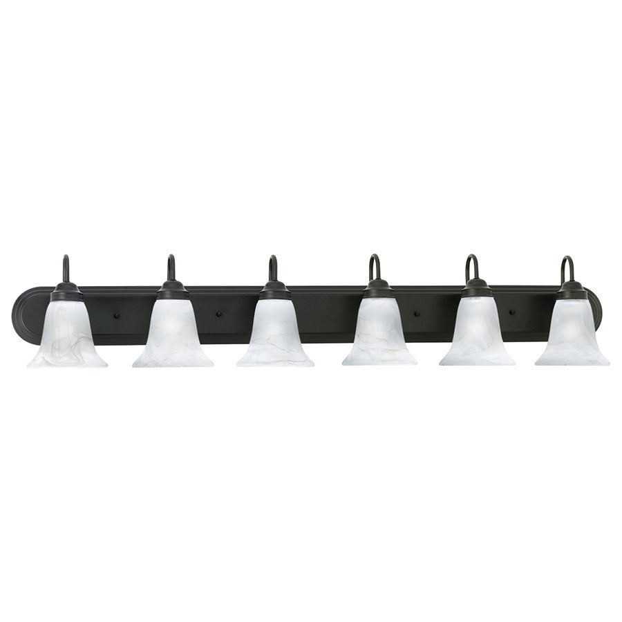 Atlas Lighting Homestead 48'' Wide 6Lt Vanity Light, Bronze/White