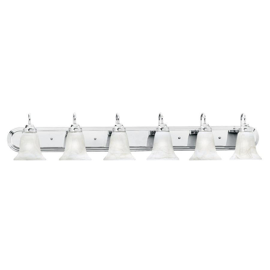 Atlas Lighting Homestead 48'' Wide 6Lt Vanity Light, Chrome/White
