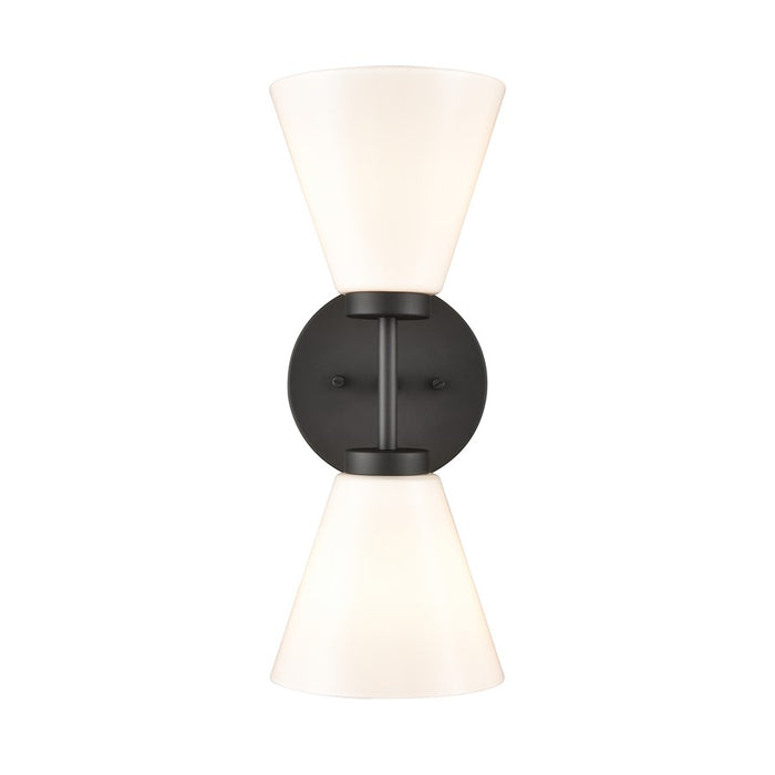 Atlas Lighting Houghton 15''H 2Lt Vanity Light, Matte Black/White