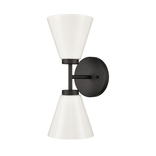 Atlas Lighting Houghton 15''H 2Lt Vanity Light, Matte Black/White