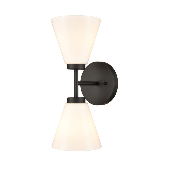 Atlas Lighting Houghton 15''H 2Lt Vanity Light, Matte Black/White