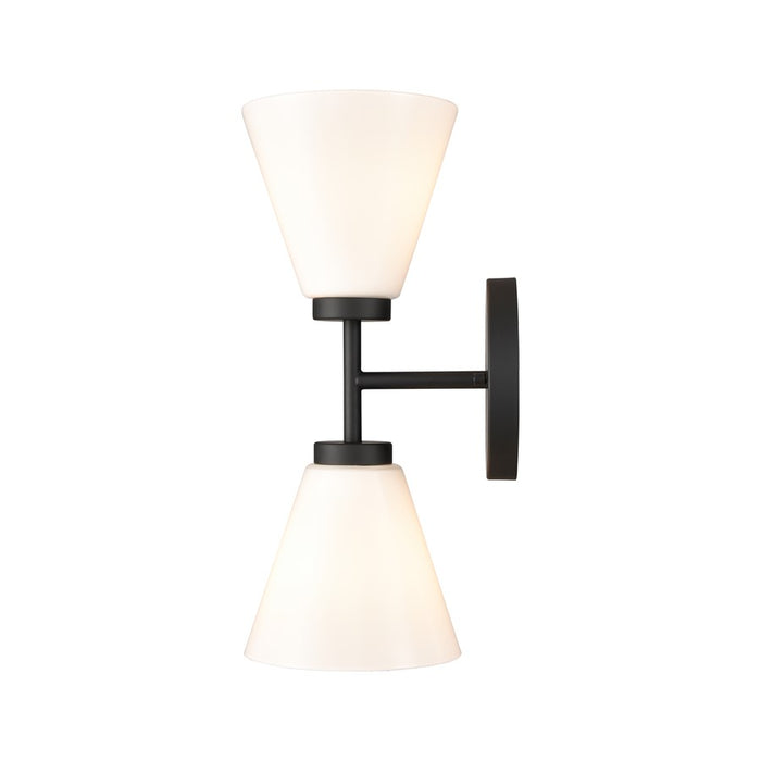 Atlas Lighting Houghton 15''H 2Lt Vanity Light, Matte Black/White