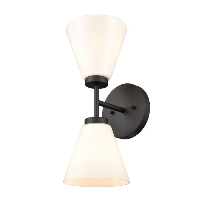 Atlas Lighting Houghton 15''H 2Lt Vanity Light, Matte Black/White