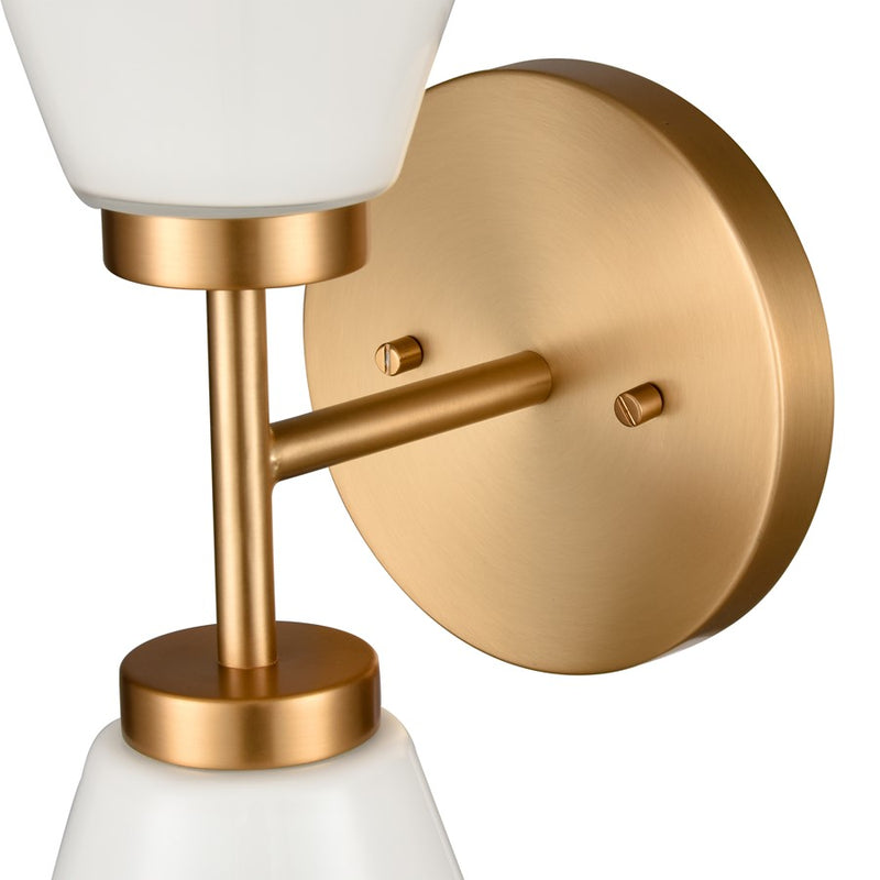 Atlas Lighting Houghton 15in 2-Light Vanity Light | Modern Brushed Gold and White Opal Glass | Bathroom Vanity | 6 x 7.5 x 15 in | Model WL11338-GD