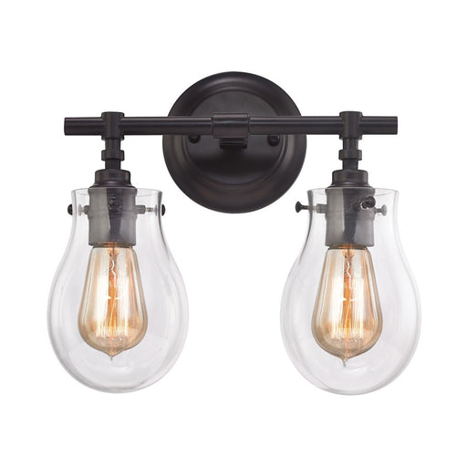Atlas Lighting Jaelyn 13'' Wide 2Lt Vanity Light, Bronze/Clear