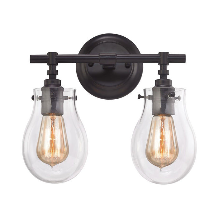 Atlas Lighting Jaelyn 13'' Wide 2Lt Vanity Light, Bronze/Clear