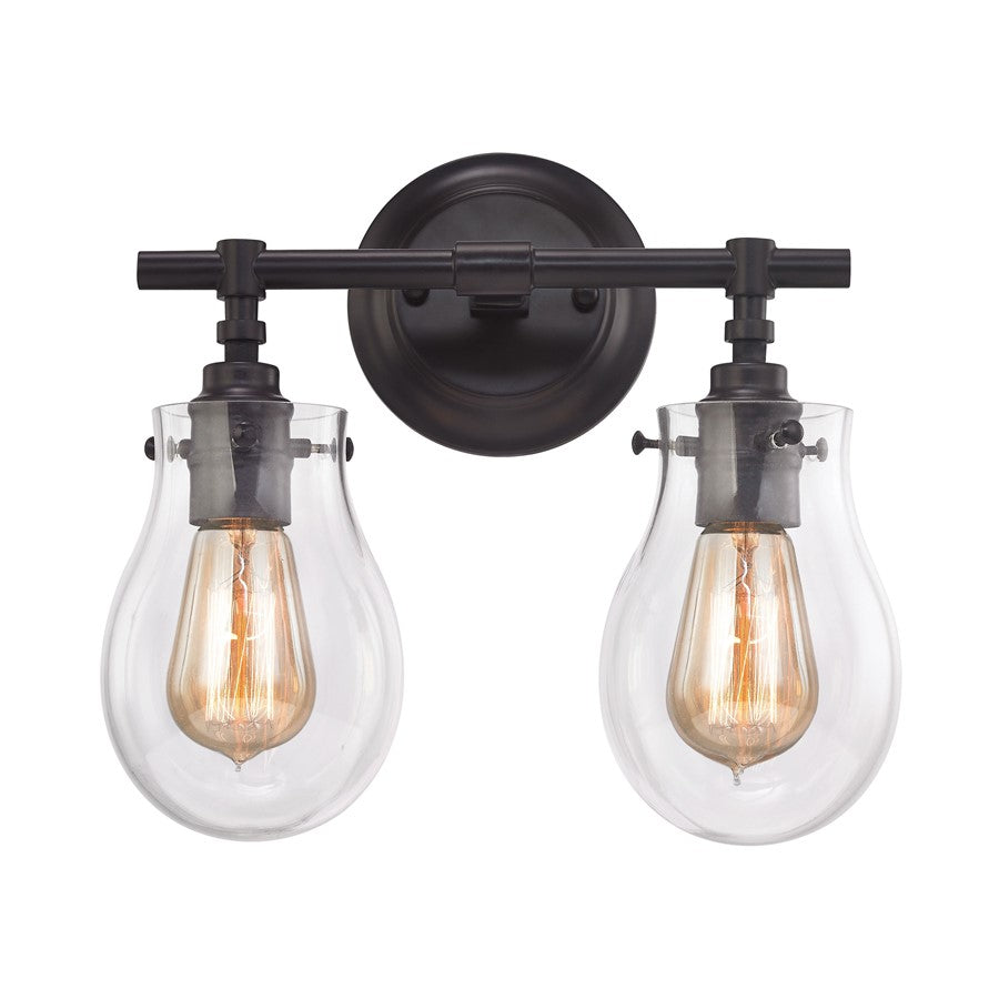 Atlas Lighting Jaelyn 13'' Wide 2Lt Vanity Light, Bronze/Clear