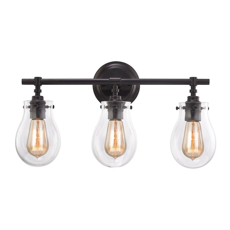 Atlas Lighting Jaelyn 21'' Wide 3Lt Vanity Light, Bronze/Clear