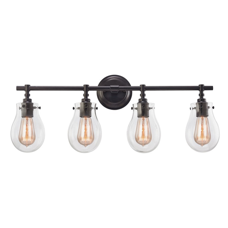 Atlas Lighting Jaelyn 29'' Wide 4Lt Vanity Light, Bronze/Clear