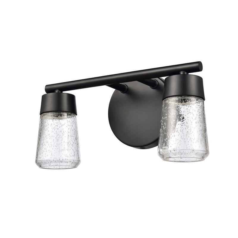 Atlas Lighting Jergen 12.5in 2-Light Vanity Light | Modern Matte Black and Clear Seeded Glass | Bathroom Vanity | 12.5 x 5 x 6.5 in | Model WL11348-BK