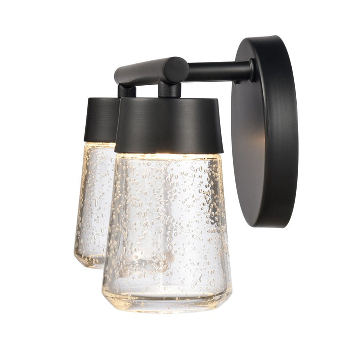 Atlas Lighting Jergen 12.5''W 2Lt Vanity Light, Matte Black/Clear