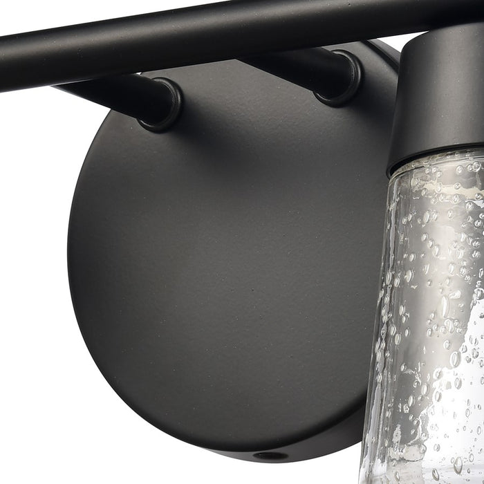 Atlas Lighting Jergen 12.5''W 2Lt Vanity Light, Matte Black/Clear