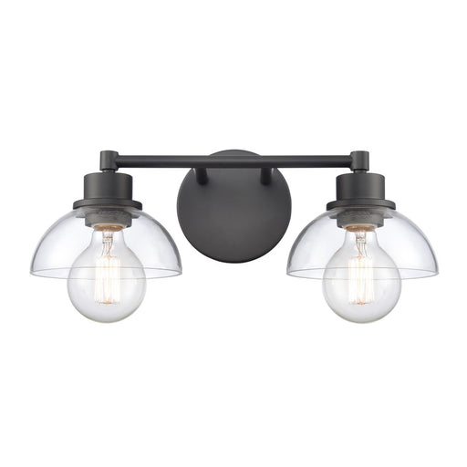 Atlas Lighting Julian 16'' Wide 2Lt Vanity Light, Matte Black/Clear