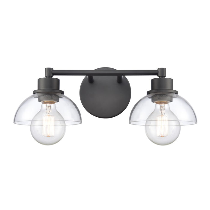 Atlas Lighting Julian 16'' Wide 2Lt Vanity Light, Matte Black/Clear