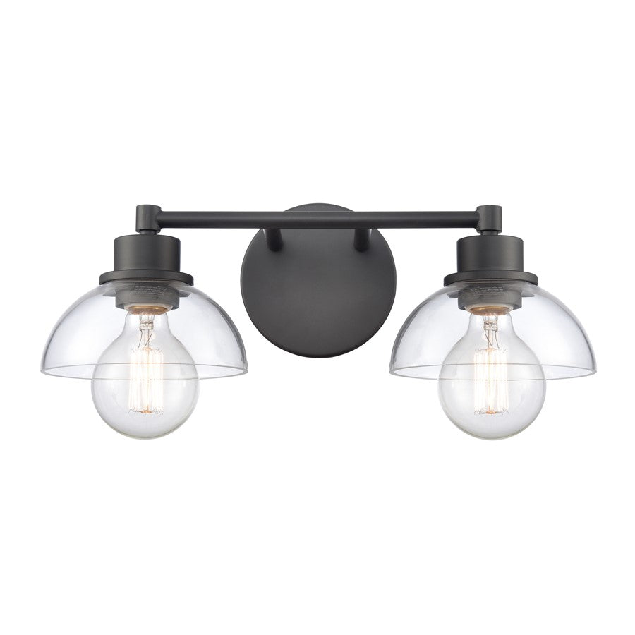 Atlas Lighting Julian 16'' Wide 2Lt Vanity Light, Matte Black/Clear