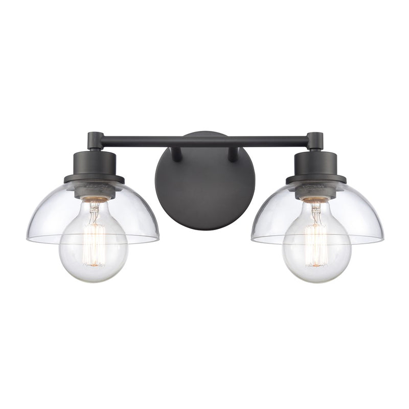 Atlas Lighting Julian 16in 2-Light Vanity Light | Transitional Matte Black and Clear Glass | Bathroom Vanity | 16 x 7.5 x 6 in | Model WL11351-BK