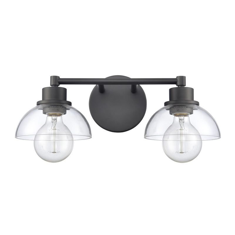 Atlas Lighting Julian 16in 2-Light Vanity Light | Transitional Matte Black and Clear Glass | Bathroom Vanity | 16 x 7.5 x 6 in | Model WL11351-BK