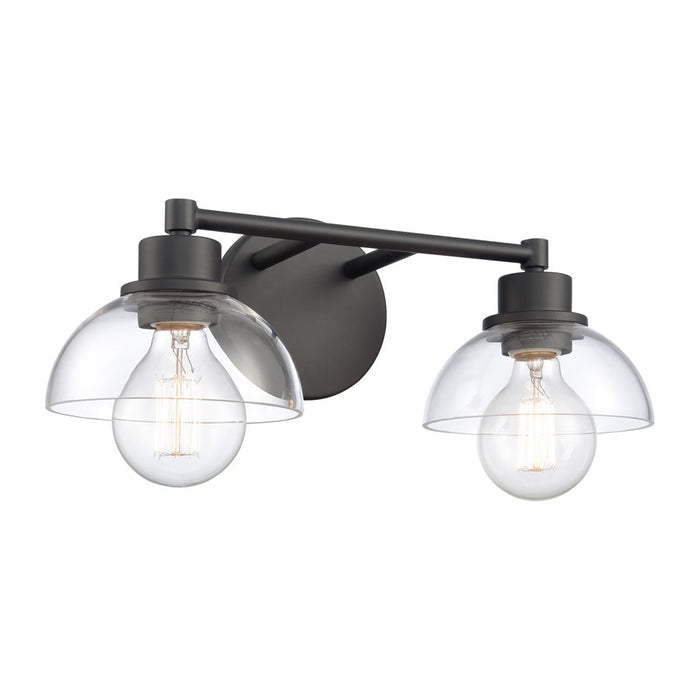Atlas Lighting Julian 16'' Wide 2Lt Vanity Light, Matte Black/Clear