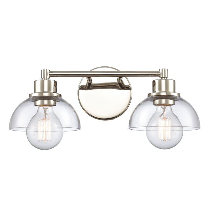 Atlas Lighting Julian 16'' Wide 2Lt Vanity Light, Nickel/Clear