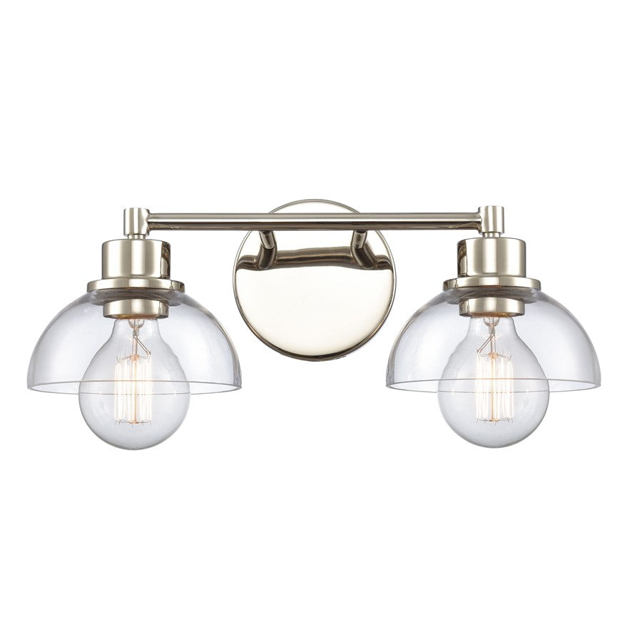 Atlas Lighting Julian 16'' Wide 2Lt Vanity Light, Nickel/Clear