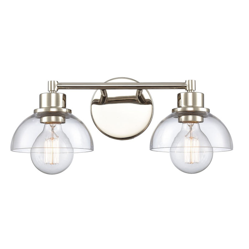 Atlas Lighting Julian 16in 2-Light Vanity Light | Transitional Polished Nickel and Clear Glass | Bathroom Vanity | 16 x 7.5 x 6 in | Model WL11351-NK