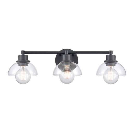 Atlas Lighting Julian 24'' Wide 3Lt Vanity Light, Matte Black/Clear