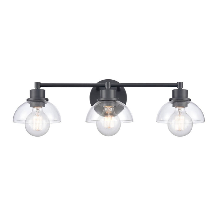 Atlas Lighting Julian 24'' Wide 3Lt Vanity Light, Matte Black/Clear