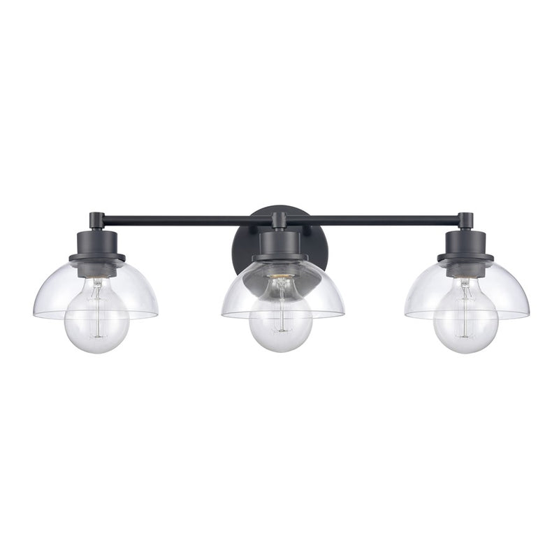 Atlas Lighting Julian 24in 3-Light Vanity Light | Transitional Matte Black and Clear Glass | Bathroom Vanity | 24 x 7.5 x 6 in | Model WL11352-BK