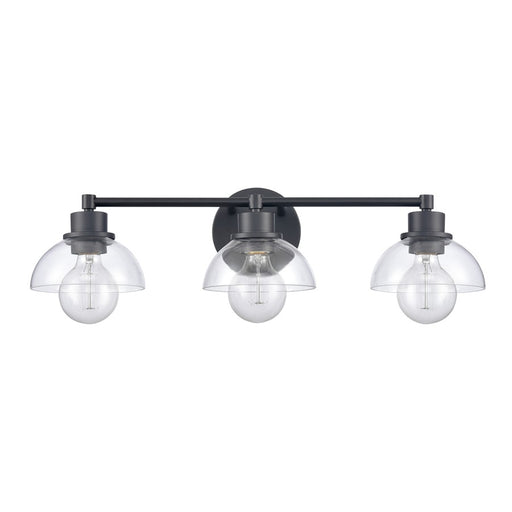 Atlas Lighting Julian 24'' Wide 3Lt Vanity Light, Matte Black/Clear