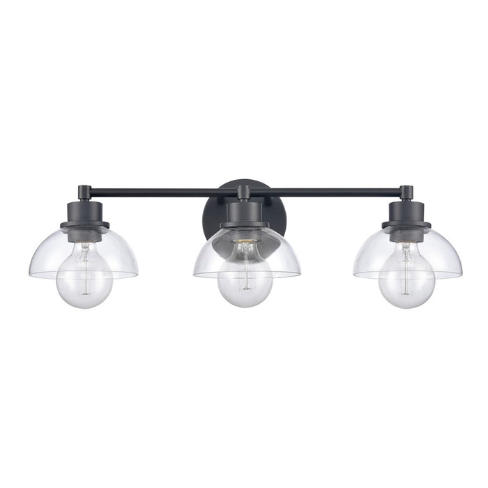 Atlas Lighting Julian 24'' Wide 3Lt Vanity Light, Matte Black/Clear