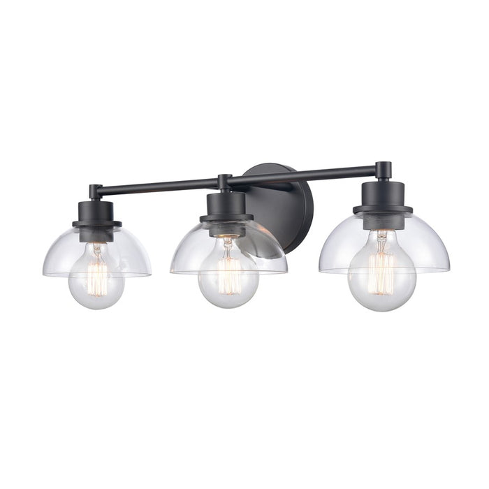 Atlas Lighting Julian 24'' Wide 3Lt Vanity Light, Matte Black/Clear