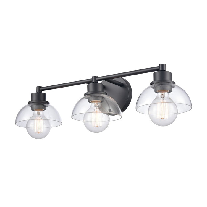 Atlas Lighting Julian 24'' Wide 3Lt Vanity Light, Matte Black/Clear